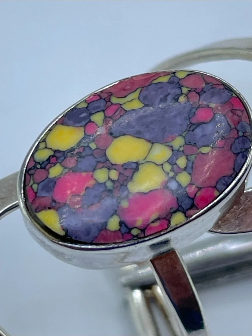Vintage Mexico Multi Color Stone Ring Size 9 Southwestern Taxco Style